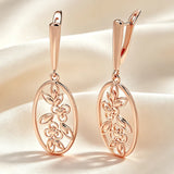 Unusual 14 Karat Gold Filled Long Dangle Glossy Hollow Flower Earrings