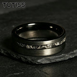 Black Meteorite Offset groove Brushed Finish 6/8mm Tungsten Carbide Couple Rings