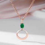 14K Rolled Gold Green AAA Zircon Crystal Circular Round Glossy Luxury Necklace
