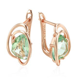 Trendy Geometric Light Green Zircon Crystal 14K Rolled Rose Gold Drop Earrings For Women