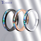 Abalone Shell Inlay Domed Polished 4mm Tungsten Wedding Women Rings