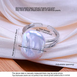 Irregular Big Baroque Natural Pearl Gold AAA Zircon Diamonds Silver Colour Rings