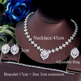 New 4pcs Elegant Marquise Cut AAA Cubic Zirconia Diamonds Bridal Wedding Dinner Jewellery Set for Women - The Jewellery Supermarket