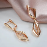 New 14K Rolled Gold Geometric AAA Zircon Diamonds Long Drop Fashion Fine Earrings