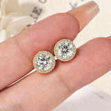Super 5mm/6.5mm Moissanite Diamonds Halo Stud Earrings for Women Men Fine Jewellery