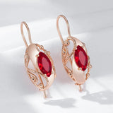 14K Filled Gold Retro Red AAA Zircon Crystal Drop Earrings  Fine Ethnic Jewellery