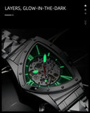 New Arrival Automatic Mechanical Watch For Men Luxury Business Skeleton Luminous Waterproof Triangle Dial Watches