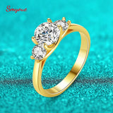 Stunning 1.6ct 3 Stones 14KGP Moissanite Diamonds Ring - Sparkling Sterling Silver 925 Wedding Engagement Jewellery