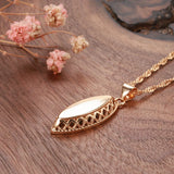 New Fashion 14K Rolled Rose Gold Hollow Wave Design Rhombic Glossy Necklace - High Quality Daily Fine Jewellery