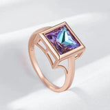14K Rolled Gold Vintage Design Square Gradient AAA Zircon Crystal Hollow Glossy Ring