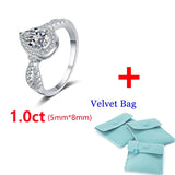 Remarkable 1ct Pear Cut D Colour VVS1 Moissanite Diamond Luxury Engagement Wedding Sterling Silver Rings for Women