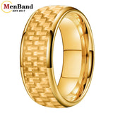 Carbon Fiber Inlay 4/6/8mm Gold Tungsten Engagement Wedding Rings for Men Women