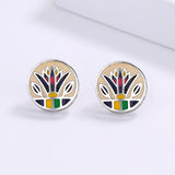 High Quality Grass Shape 925 Handmade Enamel Irregular Geometric Earrings