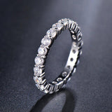 Popular Full Moissanite Eternity Engagement Wedding Rings for Women 925 Sterling Silver White Gold Plated Fine Rings