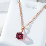 14K Gold Filled Cube Design AAA Zircon Crystal Red Stone Luxury Pendant And Necklace