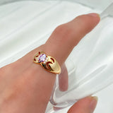 14K Rolled Gold Luxury Purple Oval AAA Zircon Diamonds Fine Jewellery Trendy Rings
