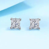 Classic Princess Cut Real 1.2/2/4ct Moissanite Diamonds Stud Earrings For Women - 925 Sterling Fine Jewellery Earrings - The Jewellery Supermarket
