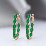 Luxury Oval Cut AAA Emerald Green Zircon Crystal Long Tassel Elegant Earrings