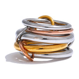 18K Gold Plated Stainless Steel 3 Colors 5 Links Popular Stacked Rings