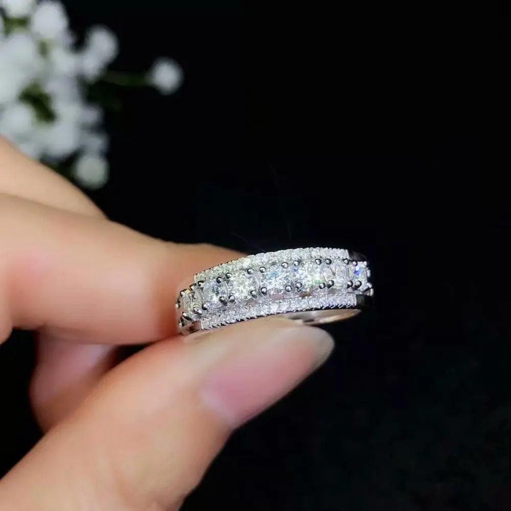 Stunning Moissanite Thread Eternity Ring with Diamond Sparkle -  925 Sterling Silver Wedding Engagement Jewellery Rings - The Jewellery Supermarket