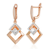 14K Rolled Gold New Fashion Shiny AAA Zircon Diamonds two tone Drop Earrings for Women