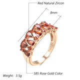 Gorgeous Trend 14K Filled Rose Gold Full Red AAA Zircon Crystals Paved Width Ring For Women - Fine Jewellery