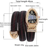 New Luxury CZ Diamond Inlaid Snake Shaped Fashion Quartz Leather Women's Bracelet Watches