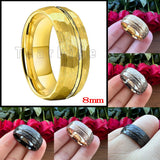 Black Hammer Center/Offset Groove Finish 8mm Men Women Wedding Tungsten Rings