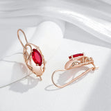 14K Filled Gold Retro Red AAA Zircon Crystal Drop Earrings  Fine Ethnic Jewellery