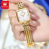 Top Brand Elegant Quartz Stainless Steel Mesh Belt Gold Colour Square Dial Original Bracelet Set Women Watches - The Jewellery Supermarket