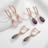 14 Karat Gold Filled Elegant Lilac AAA Zircon Crystals Earrings For Women Fine Jewellery