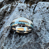 Meteorite Carbon Fiber Inlay 8mm Tungsten  Engagement Wedding Rings for Men Women