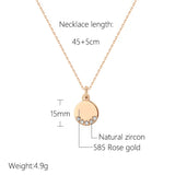 Glossy Coin Shape Simple Fashion 14K Filled Rose Gold AAA Zircon Diamonds Pendant Necklace - Fine Jewellery