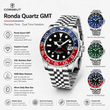 Top Brand Sapphire Crystal Stainless Steel 100M Water Resistant Quartz Watch