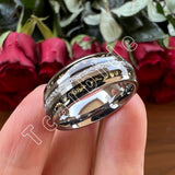 Bright Meteorite Gold Foil Inlay 8MM 18k Gold Colour Tungsten Carbide Wedding Rings