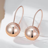 14K Rolled Gold Big Glossy AAA Zircon Diamonds Ball Drop Earrings Ethnic Jewellery