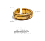 18K Gold Plated Fashion Stainless Steel Round Elastic Minimalist Metal Classic Open Ring