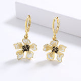 Fashion Yellow Flower 18k Gold Plated Flower Luxury Handmade Enamel Earrings