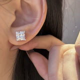 Silver 0.5~2.0 Carat Marquise, Emerald  Princess-Cut Moissanite Diamonds Earrings