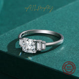 New Luxury Cushion Cut AAAA Lab Created Diamond Sterling Silver Square Ring