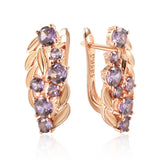 14 Karat Gold Filled Shiny Purple AAA Zircon Crystal Vintage Dangle Earrings for Women