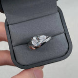 New Design 1.5-3CT Pear Cut VVS1 D Colour Moissanite Diamonds Solitaire Silver Ring