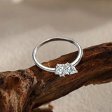 Fabulous Silver Geometric Design Sparkling Pear Cut AAAA Lab Created Diamond Rings