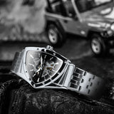 Top Brand Military Triangle Skeleton Automatic Luxury Full Stainless Steel Luminous Mens Sports Mechanical Watches
