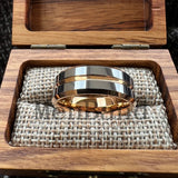 Groove Center Surface and Bevel Polished 6/8mm Tungsten Carbide Men's Women's Rings