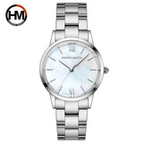 Elegant Rose Gold Plated Round Dial Stain Steel Band Women Watches Japan Movement Quartz Waterproof Wristwatches