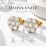 7 Stone D Colour VVS1 Moissanite Diamonds Silver Classic Round Stud Earrings