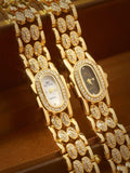 Fashion Gold Bracelet Stainless Steel Quartz Vintage Ladies Watches -  Zircon Diamonds Wristwatches Gifts for Women