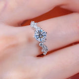 New Lovely 1CT VVS1 Moissanite Diamonds Rings For Women Personality Fashion S925 Sterling Silver Wedding Jewellery