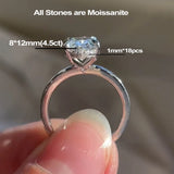 Sparkling 18K Gold Plated Sterling Silver 4.5CT Oval Cut Full Moissanite Diamonds Rings, Wedding Engagement Jewellery